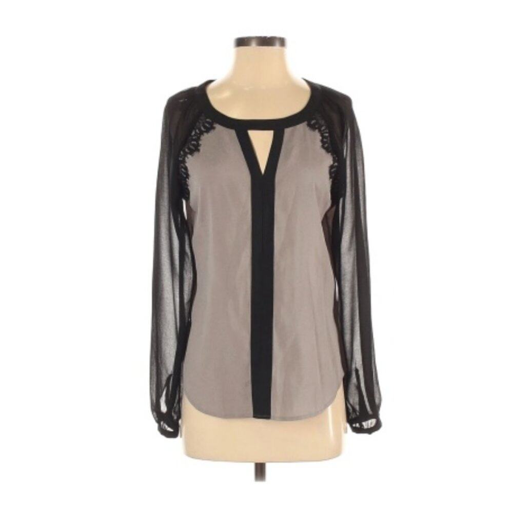 New York & Company Sheer Long Sleeve Shirt XS